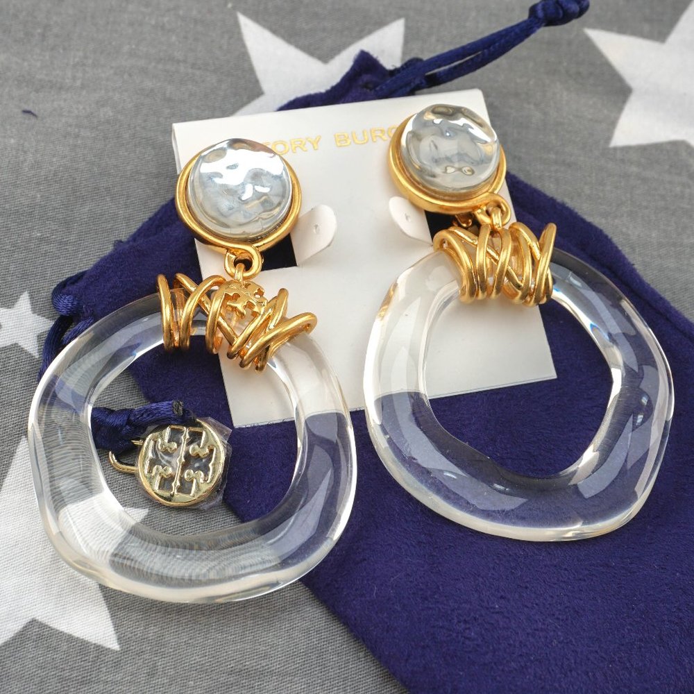 SALE: Tory Burch Roxanne Wrapped Door-Knocker Statement Hoop Earrings
